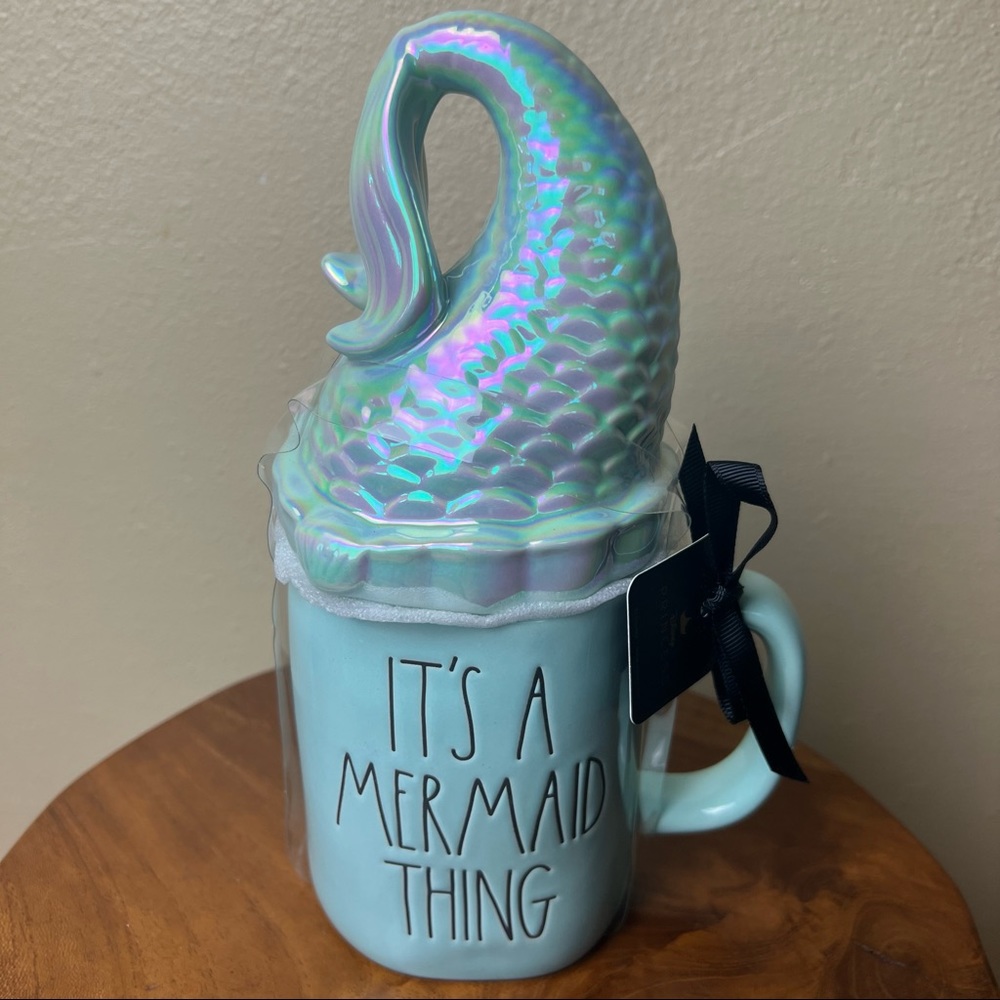 Rae Dunn + Disney “It’s A Mermaid Thing” Ariel Little Mermaid Mug & Topper NWT - Picture 1 of 4